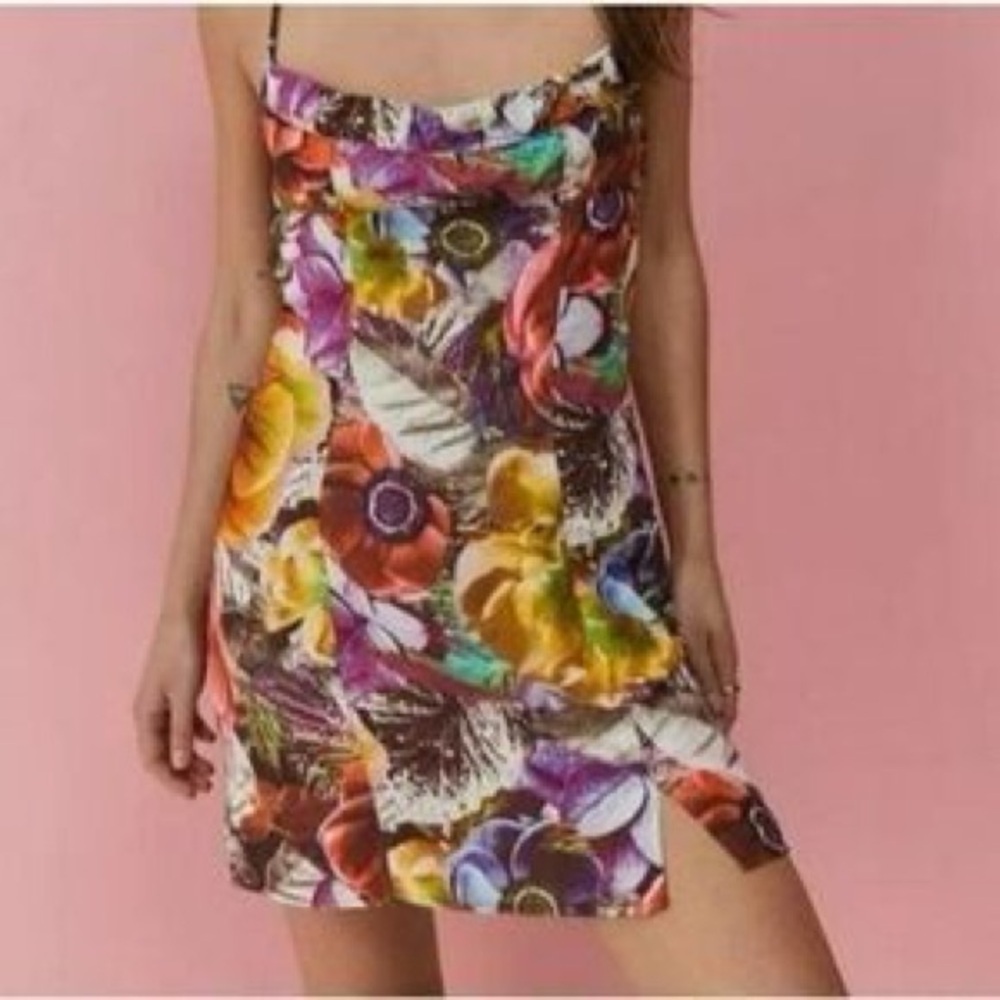 Urban Outfitters Lumi floral mini dress sz M psychedelic Y2K